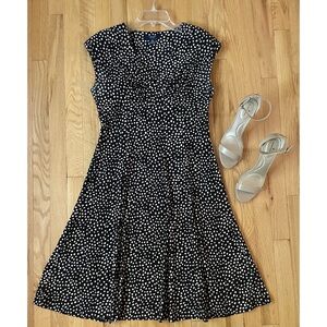 Chaps A-Line Polka Dot Dress